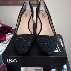 INC International Concepts Women's Glitter Black Heels